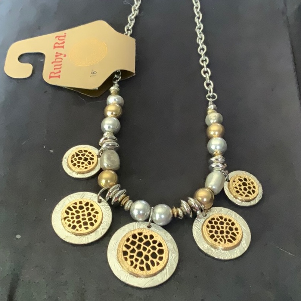 Ruby Rd. Gold and Silver Medallion Necklace